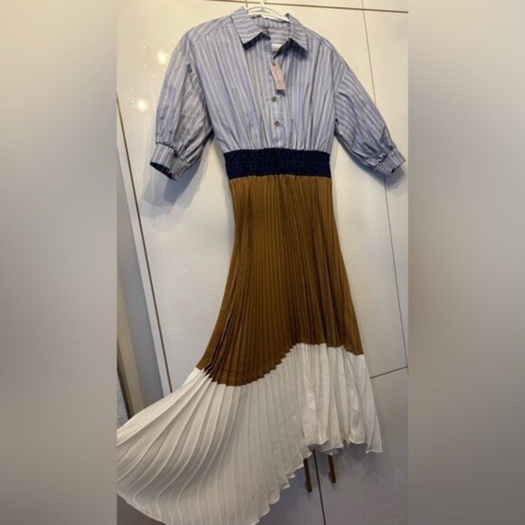 NWT Size XL - The Somerset Colorblock Pleated Twofer Maxi Dress (NWT US$ 228) - Picture 15 of 16